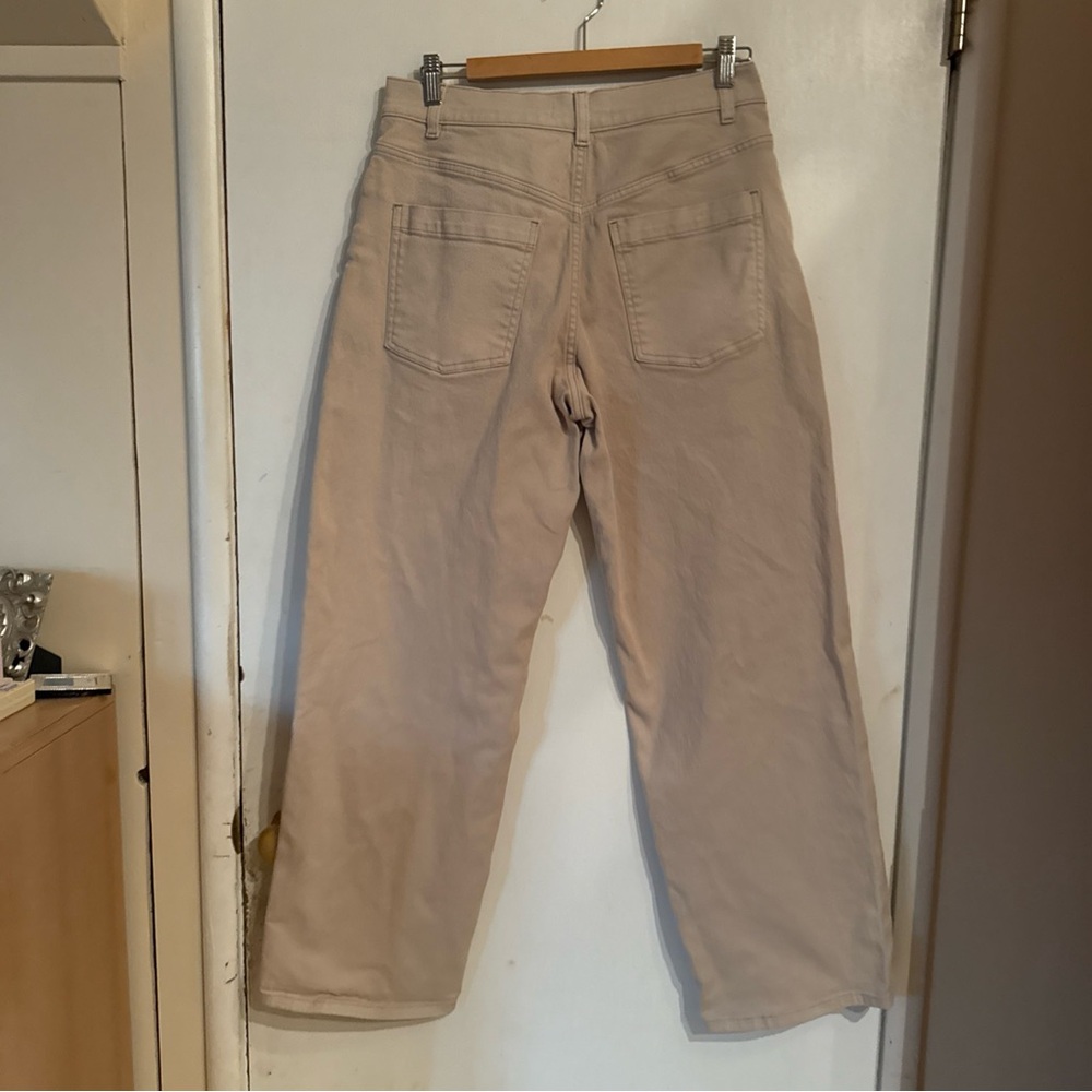 Everlane Wide Leg Utility Cargo Jeans Organic Cotton Pants Beige 8R - Picture 4 of 10